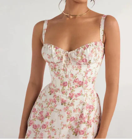 Parisian Dress - Waist Shaping Floral Maxi Dress