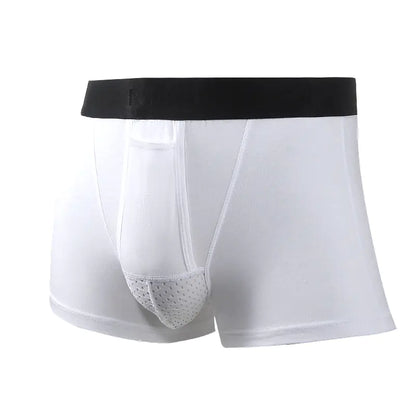 Breathable Solid Color Boxer Shorts for Men