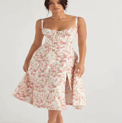 Parisian Dress - Waist Shaping Floral Maxi Dress