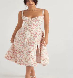 Parisian Dress - Waist Shaping Floral Maxi Dress